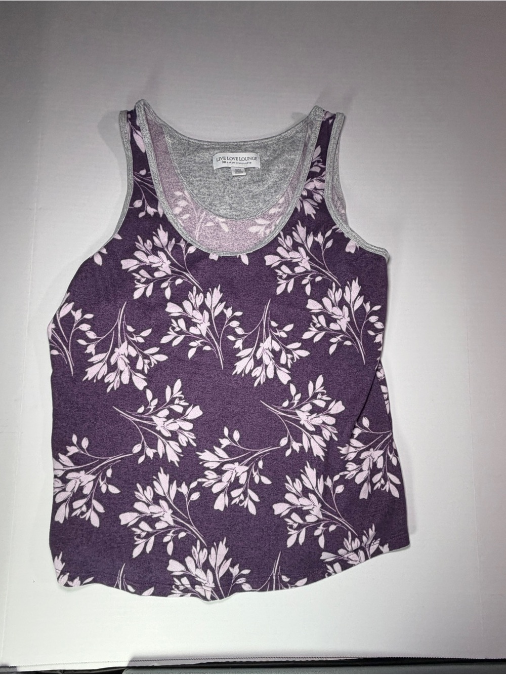Karen Neuburger Purple Floral Scoop Neck Tank